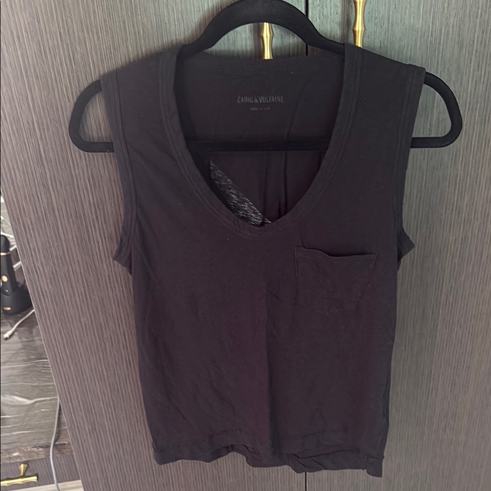 Zadig & Voltaire Black Muscle Tee with Lightning Bolt - Picture 6 of 10